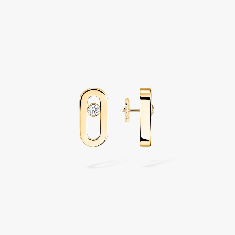 1 Pair of 18K Yellow Gold Diamond Move Uno Stud Earrings