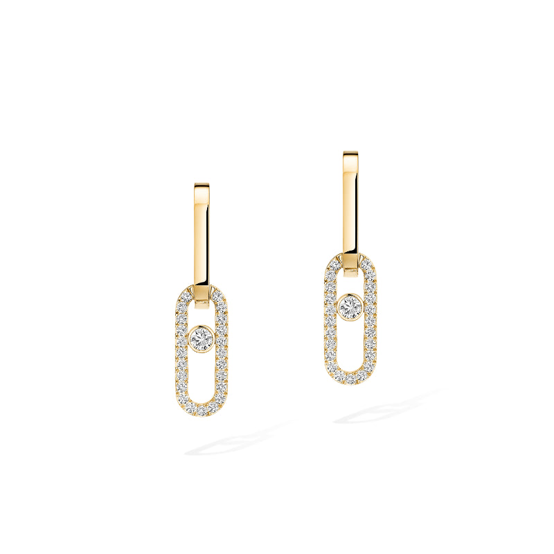 1 Pair of 18K Yellow Gold Diamond Move Link Earrings