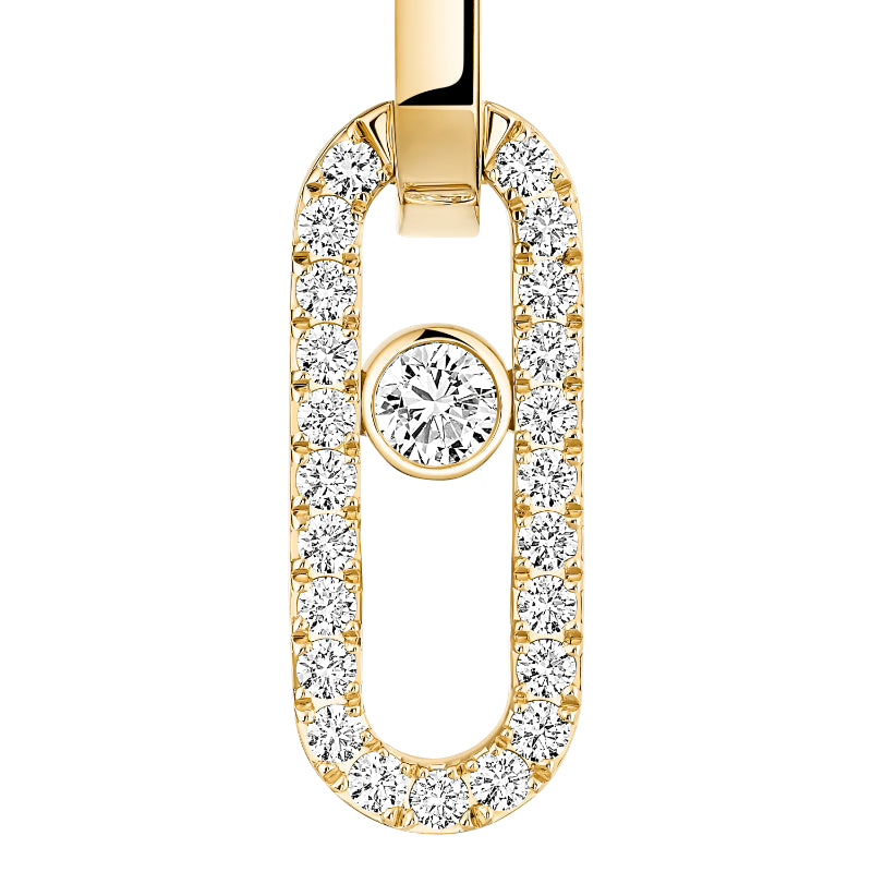 1 Pair of 18K Yellow Gold Diamond Move Link Earrings