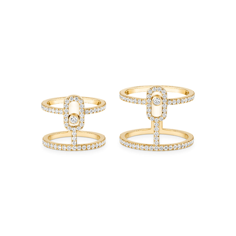 18K Yellow Gold Diamond Move Uno Double Ring