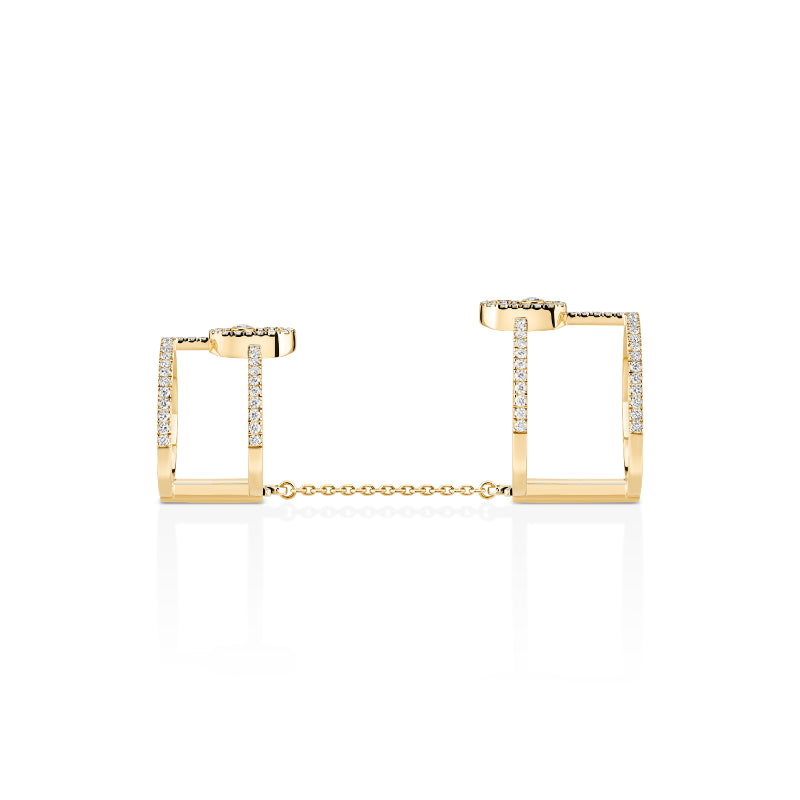 18K Yellow Gold Diamond Move Uno Double Ring
