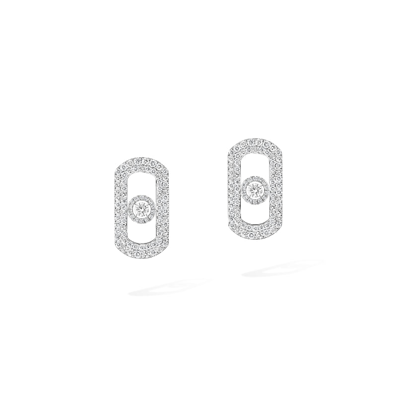 1 Pair of 18K White Gold Diamond So Move Pavé Earrings