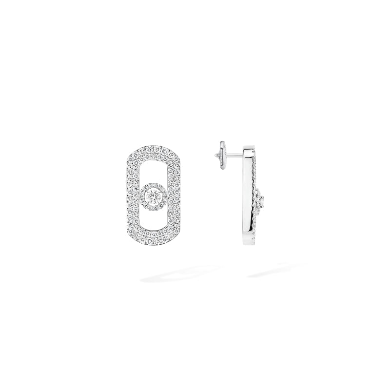 1 Pair of 18K White Gold Diamond So Move Pavé Earrings