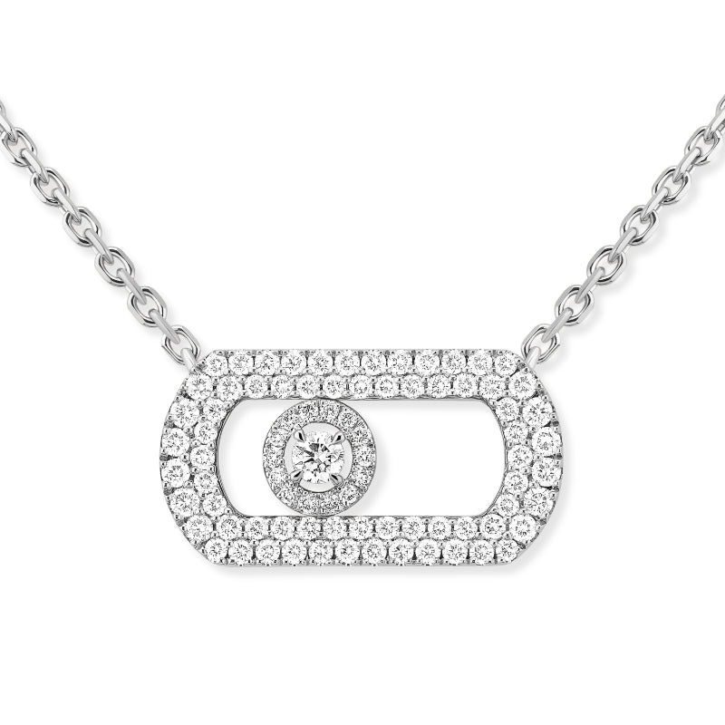 18K White Gold Diamond So Move Pavé Necklace