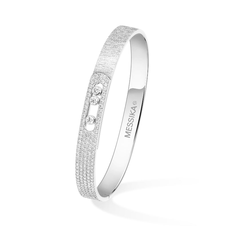 18K White Gold Diamond Move Noa Ciselé Half Pavé Bracelet