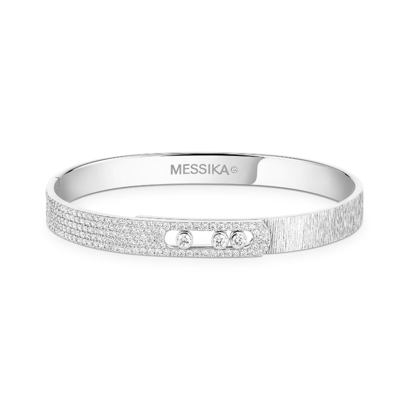 18K White Gold Diamond Move Noa Ciselé Half Pavé Bracelet