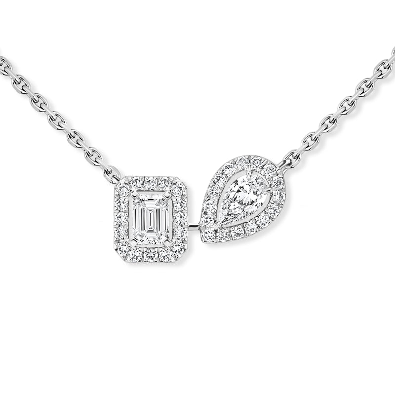 18K White Gold Diamond My Twin Toi & Moi Necklace