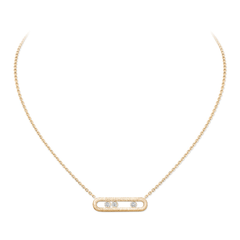 18K Yellow Gold Diamond Move Classique Ciselé Necklace