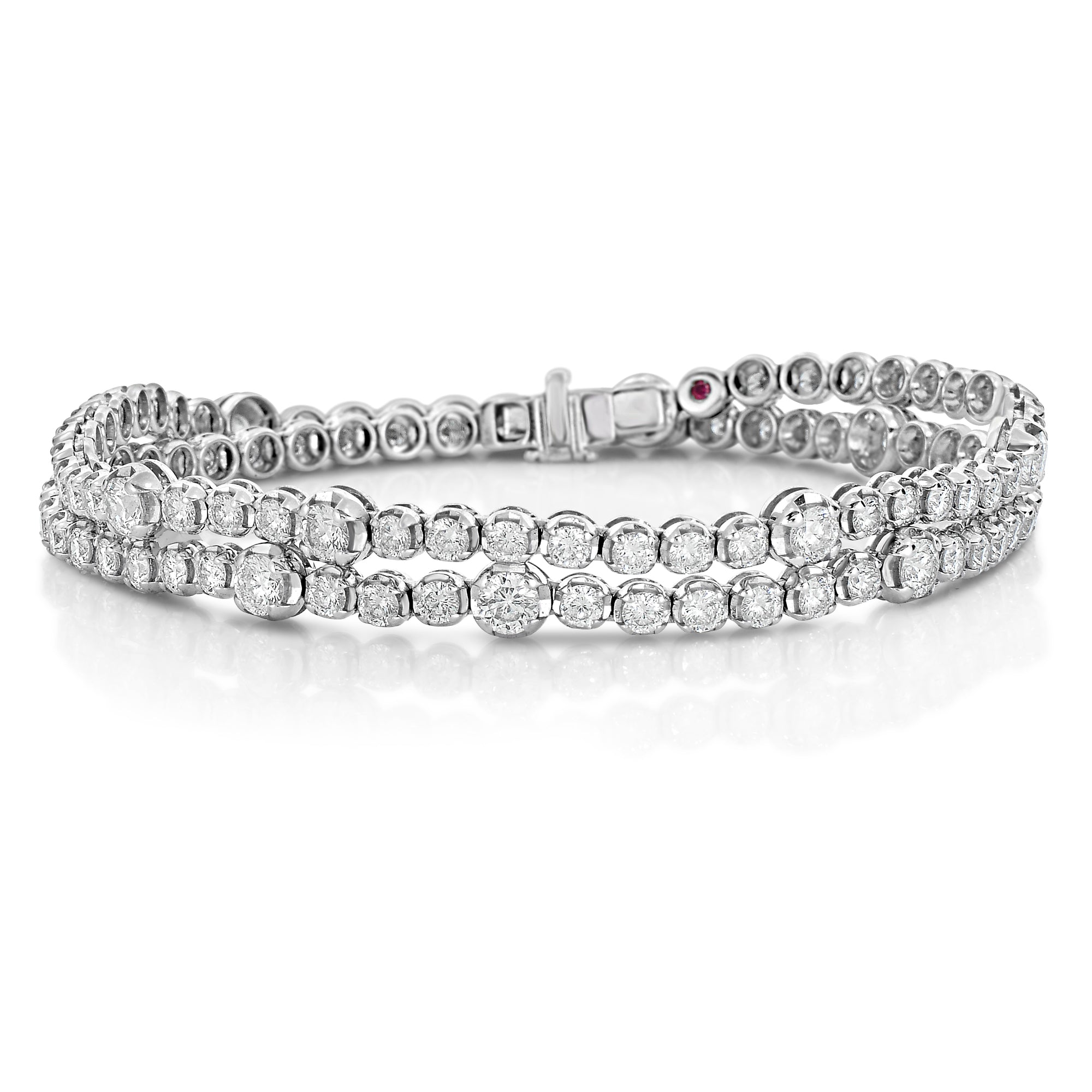 18K WHITE GOLD DIAMOND CLASSIC DOUBLE WRAP BRACELET/CHOKER