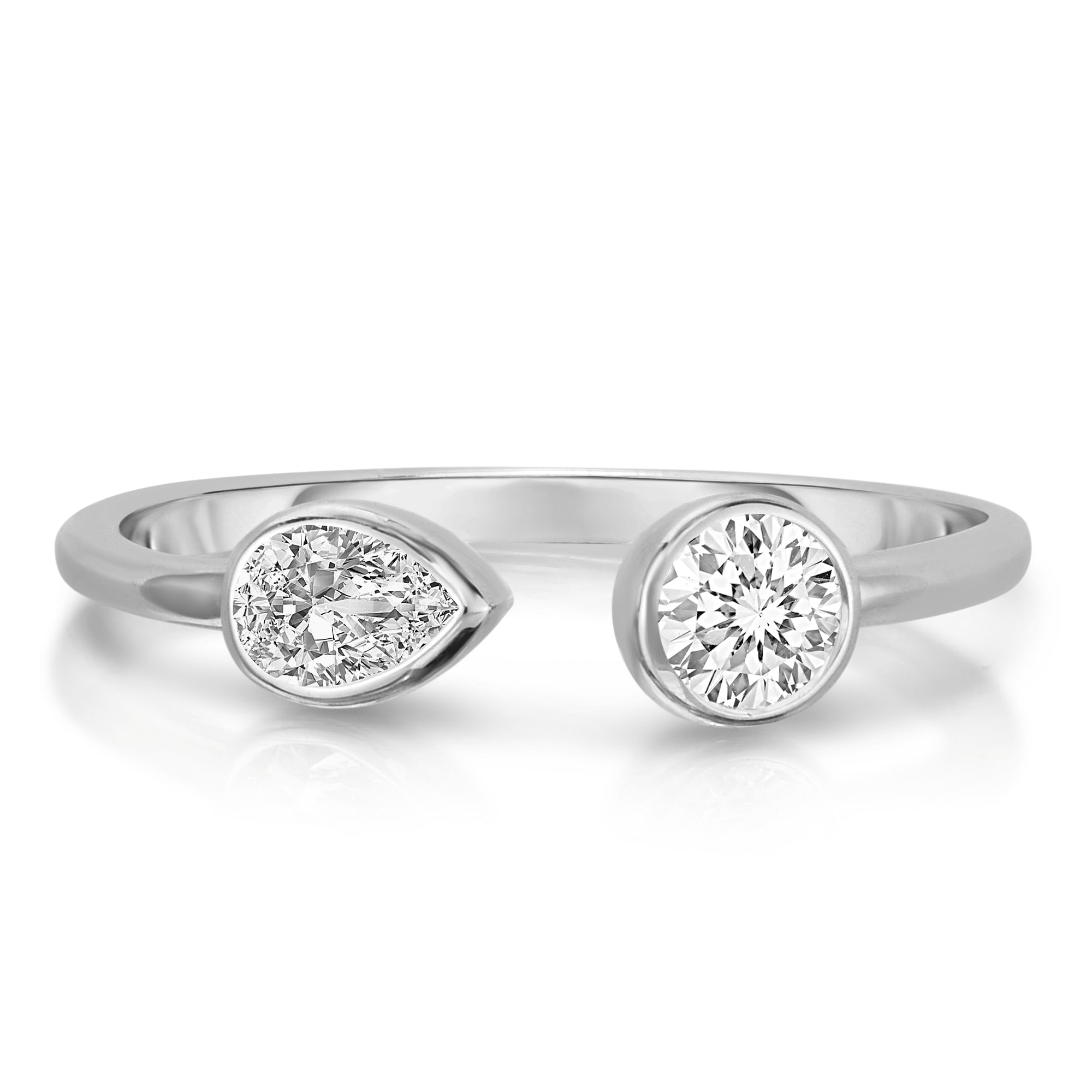 18K WHITE GOLD DOLCE 2 STONE RING - PS
