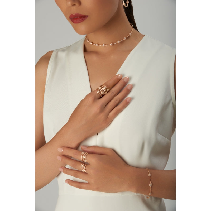 Figlia dei Fiori Choker in 18K Rose Gold with White and Champagne Diamonds.