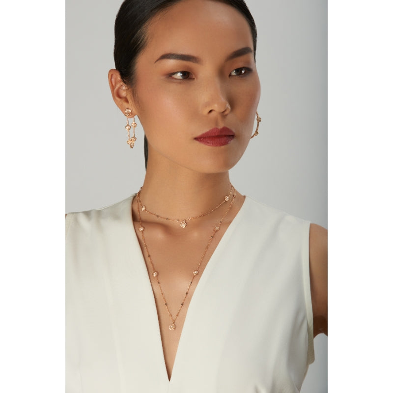 Figlia dei Fiori Sautoir in 18K Rose Gold with White and Champagne Diamonds.