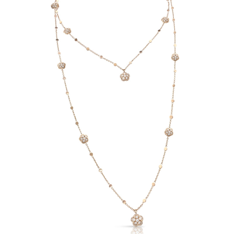 Figlia dei Fiori Sautoir in 18K Rose Gold with White and Champagne Diamonds.