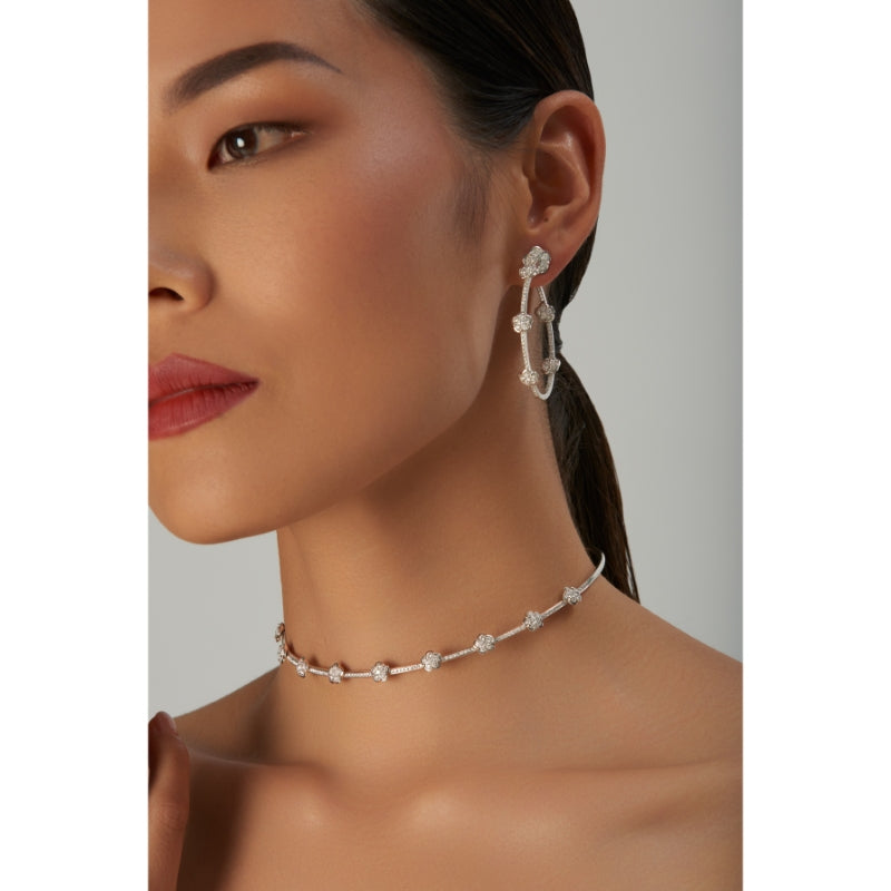 Figlia dei Fiori Choker in 18K White Gold with White Diamonds.