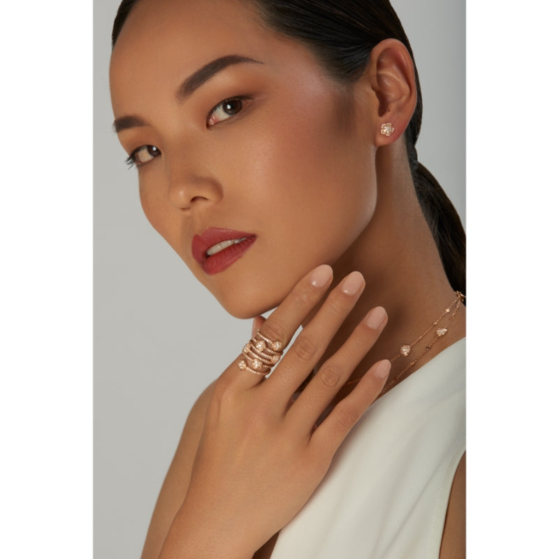 Figlia dei Fiori Stud Earrings in 18K Rose Gold with White and Champagne Diamonds.