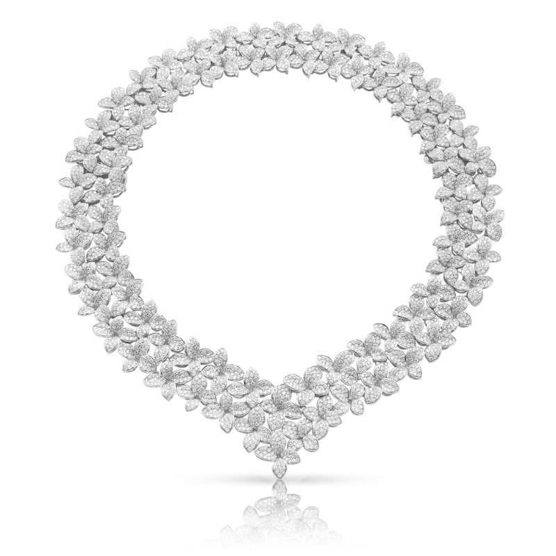 Goddess Garden Collier Combination in 18K White Gold with White Diamonds.