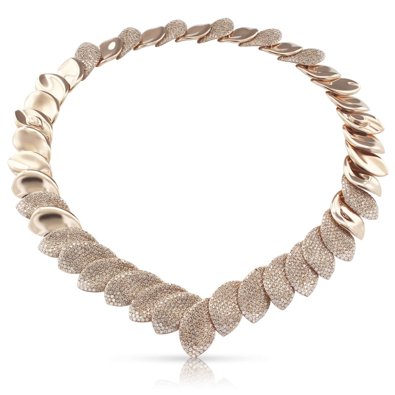 Alelui&aacute; Collier Combination in 18K Rose Gold with White and Champagne Diamonds.