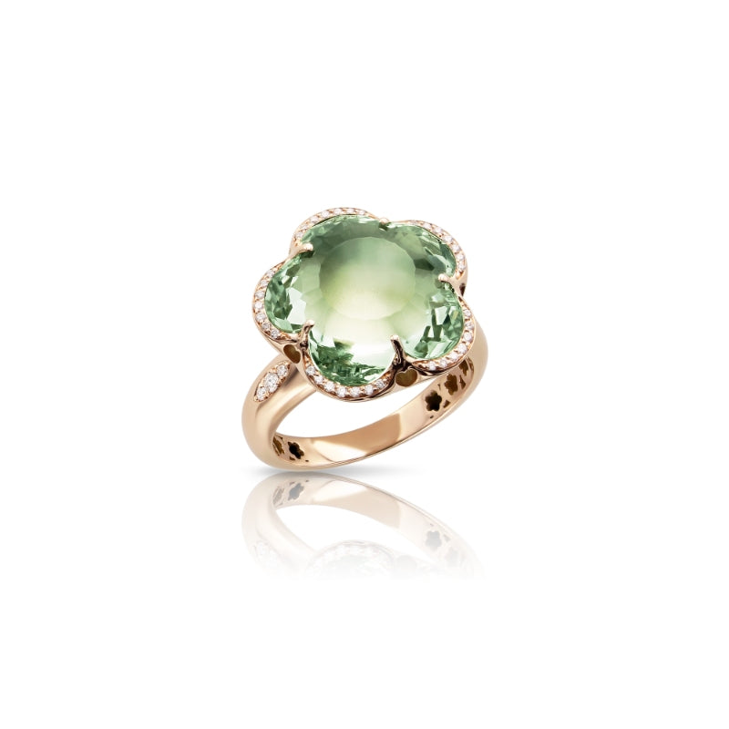 Bon Ton Dolce Vita Ring in 18K Rose Gold with Prasiolite and White Diamonds.
