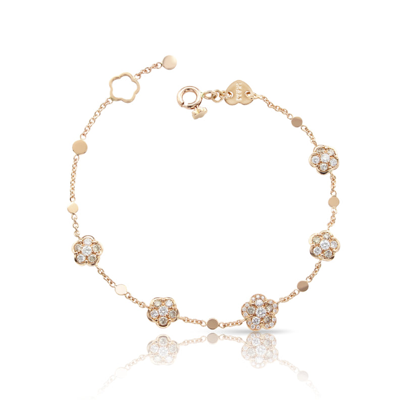 Figlia dei Fiori Bracelet in 18K Rose Gold with White and Champagne Diamonds.