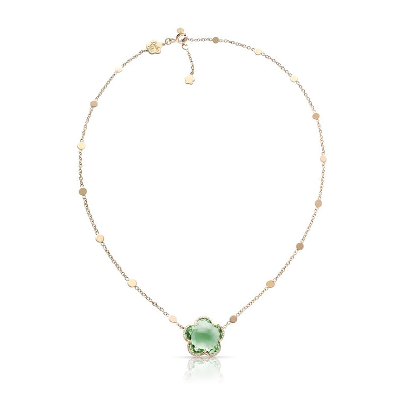 Bon Ton Dolce Vita Necklace in 18K Rose Gold with Prasiolite and White Diamonds.
