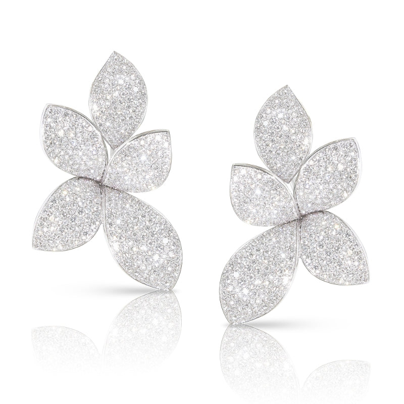 Giardini Segreti Earrings in 18K White Gold with White Diamonds.