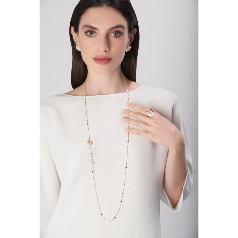 Alelui&aacute; Sautoir in 18K Rose Gold with White and Champagne Diamonds.