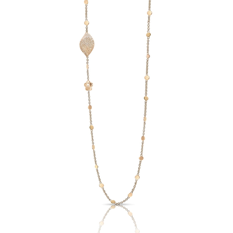 Alelui&aacute; Sautoir in 18K Rose Gold with White and Champagne Diamonds.