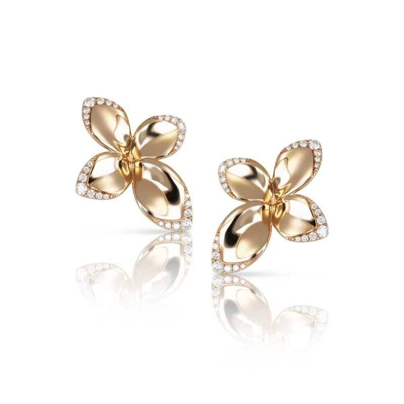 Giardini Segreti Earrings in 18K Rose Gold with White Diamonds.