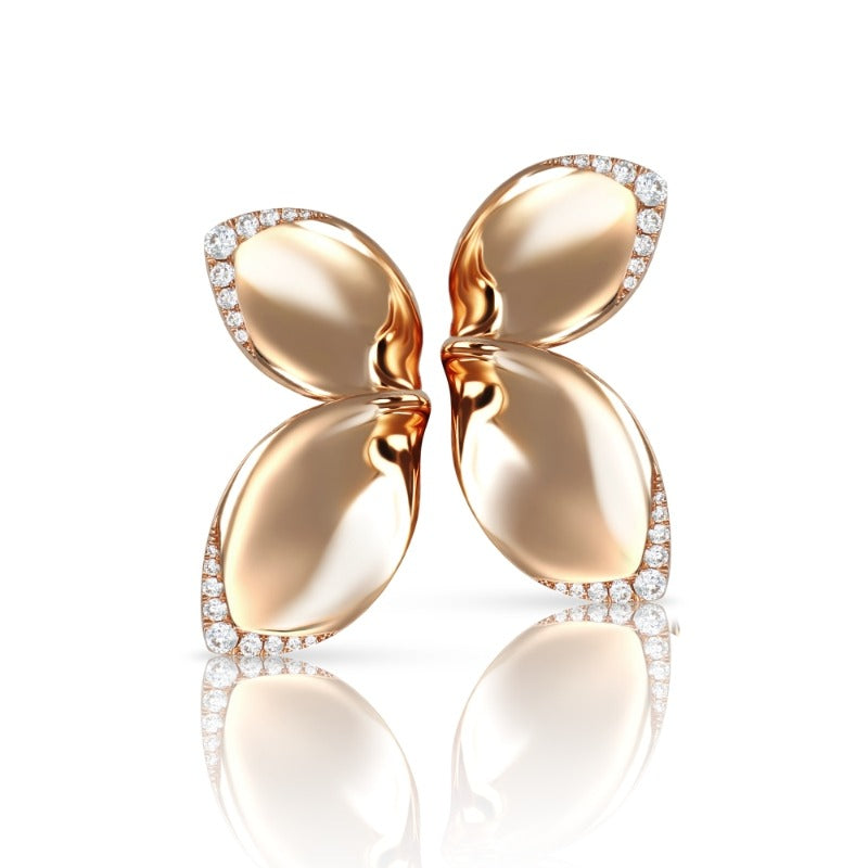 Giardini Segreti Earrings in 18K Rose Gold with White Diamonds.