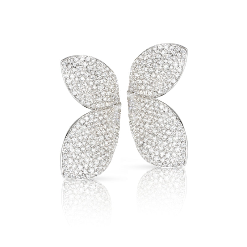 Giardini Segreti Earrings in 18K White Gold with White Diamonds.