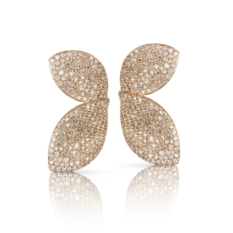 Giardini Segreti Earrings in 18K Rose Gold with White Diamonds.
