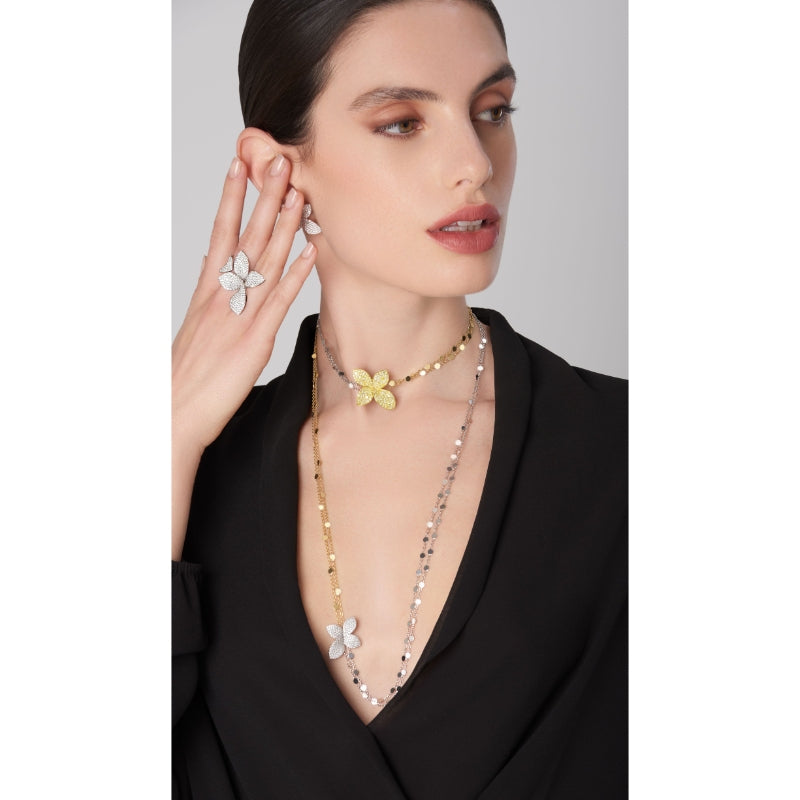 Giardini Segreti Aura Sautoir in 18K White and Yellow Gold with White and Fancy Yellow Diamonds.