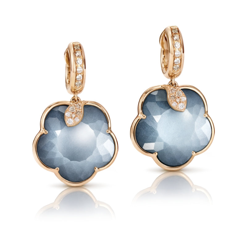Ton Joli Earrings in 18K Rose Gold Lunar Night Blue Gem and Diamonds.