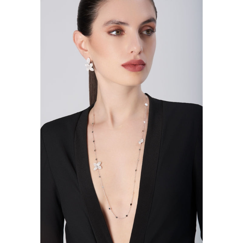 Giardini Segreti Opera Necklace in 18K White Gold with White Diamonds.