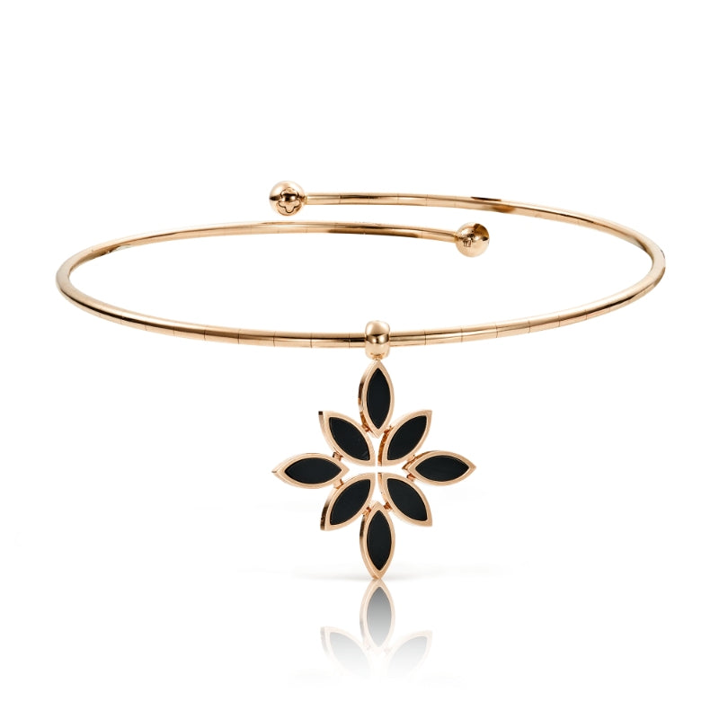Ghirlanda Choker in 18K Rose Gold with Onyx and Diamonds.
