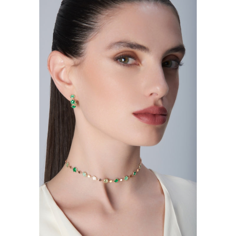 Figlia dei Fiori Earrings in 18K Rose Gold with Green Agate, Malachite, Chrysoprase.