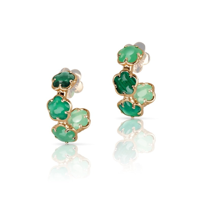 Figlia dei Fiori Earrings in 18K Rose Gold with Green Agate, Malachite, Chrysoprase.