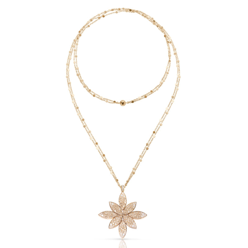 Ghirlanda Necklace in 18K Rose Gold with White and Champagne Diamonds.