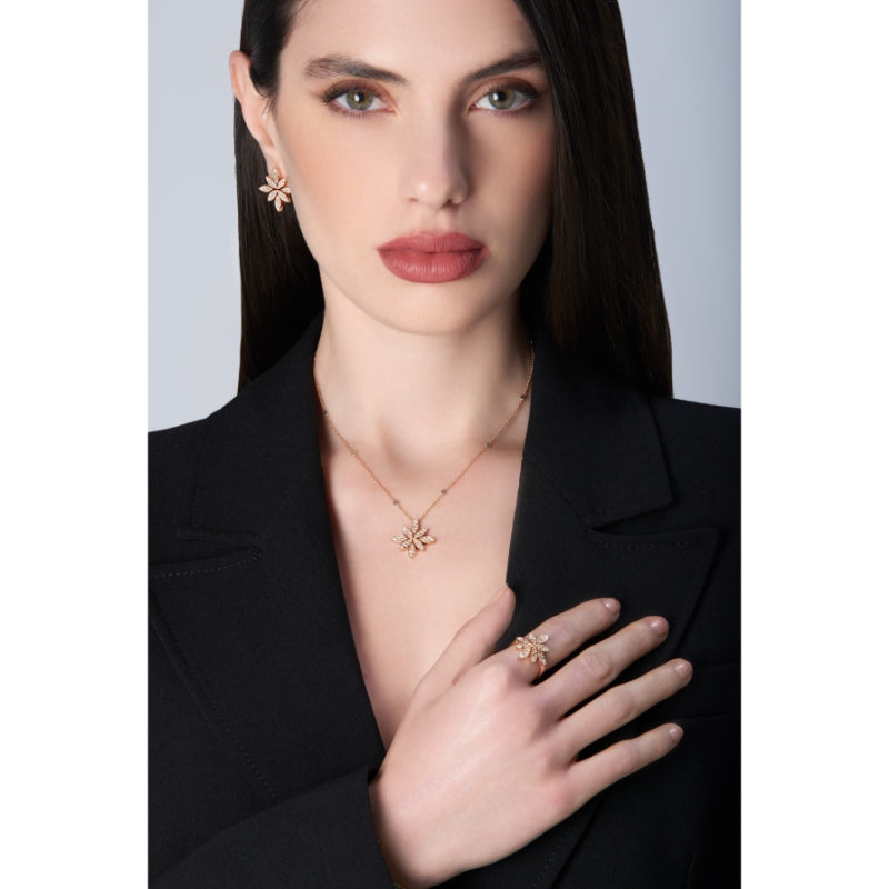 Ghirlanda Necklace in 18K Rose Gold with White and Champagne Diamonds.
