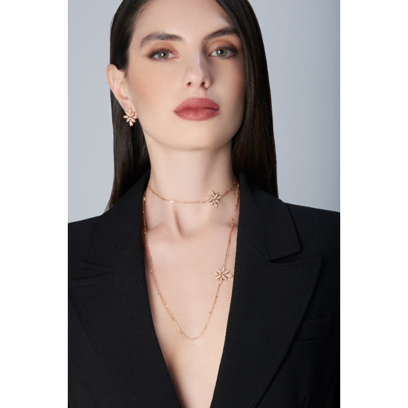 Ghirlanda Necklace in 18K Rose Gold with White and Champagne Diamonds.