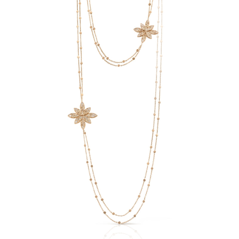 Ghirlanda Necklace in 18K Rose Gold with White and Champagne Diamonds.