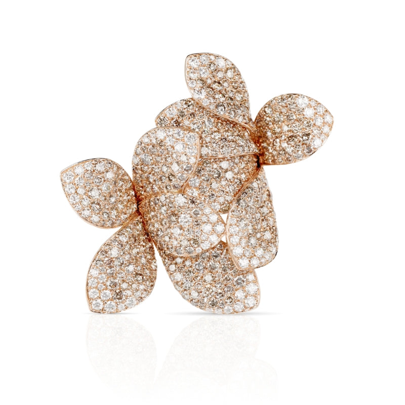 Giardini Segreti Ring in 18K Rose Gold with White and Champagne Diamonds.