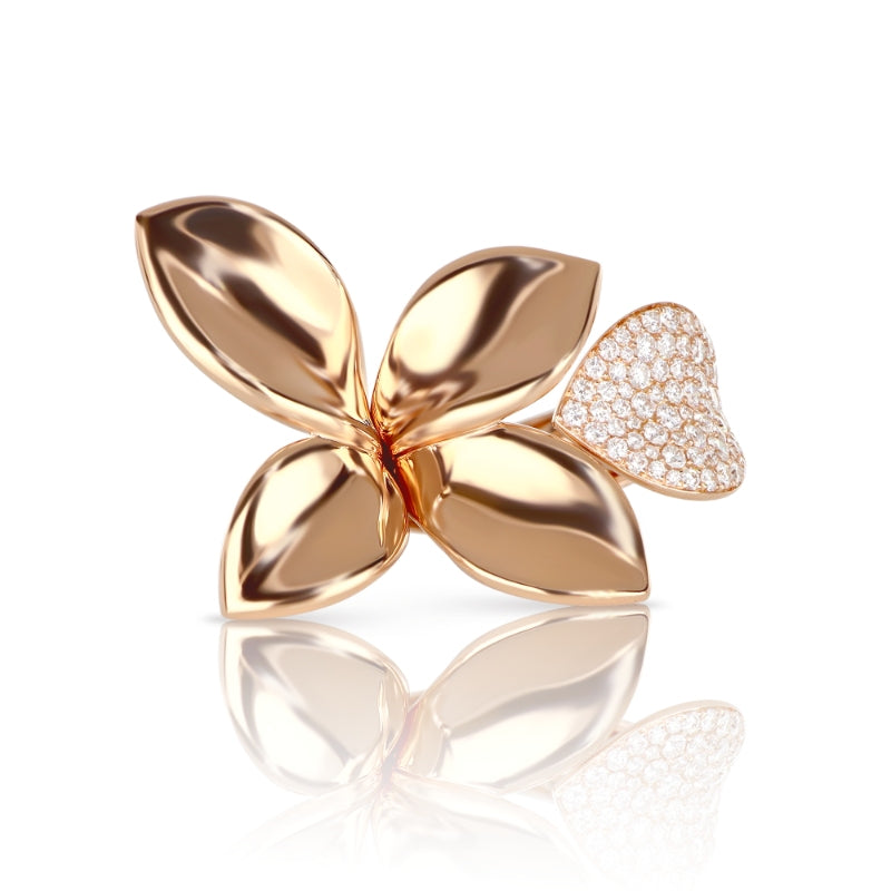 Giardini Segreti Ring in 18K Rose Gold with White Diamonds.