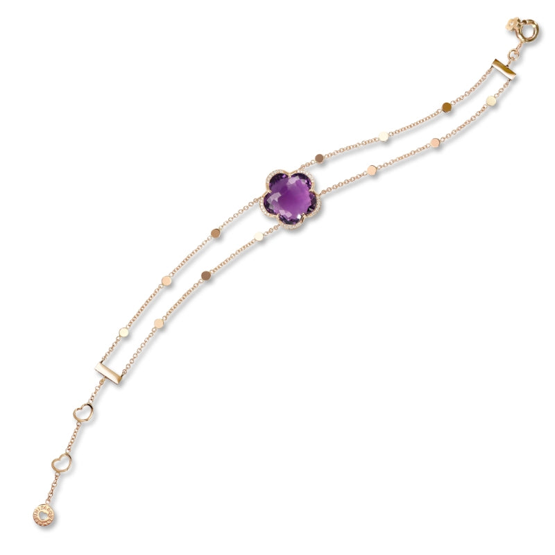 Bon Ton Bracelet in 18K Rose Gold with Amethyst and Diamonds.