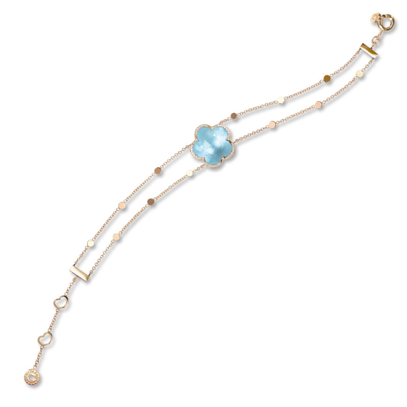 Bon Ton Bracelet in 18K Rose Gold with Venus Blue Topaz and Diamonds.