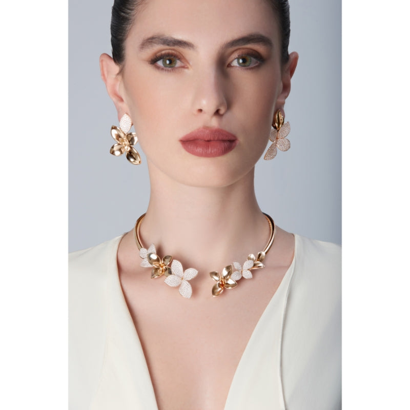 Giardini Segreti Earrings in 18K Rose Gold with White Diamonds.