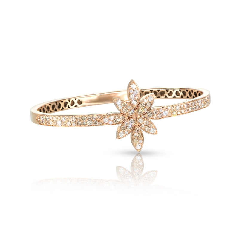 Ghirlanda Bracelet in 18K Rose Gold with White and Champagne Diamonds.