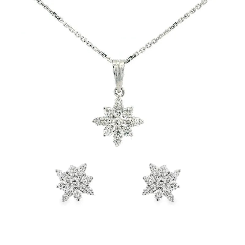18K Gold Diamond Pendant Set