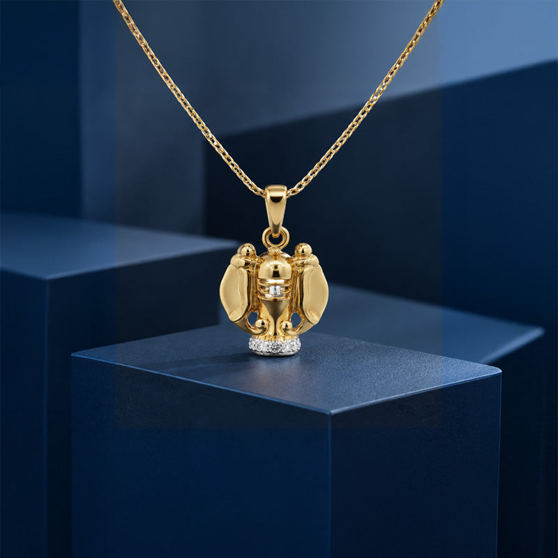 Ganesh Pendant in 18K Gold and Diamond