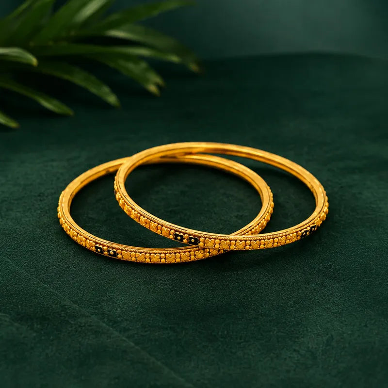 Elegant Gold Bangles Set of 2, Size 2.4